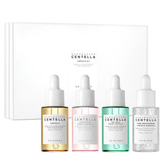 SKIN1004 Madagascar Centella Ampoule Kit, 4ea x 1.10 fl.oz, 30ml, Travel Size Face Serum Collection, Korean Skincare Set with Centella Ampoule and Hydrating Serum for Soothing Care, Korean Skin Care