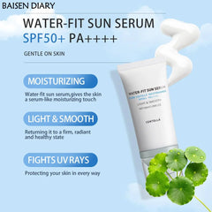 BAISEN DIARY Centella Sunscreen SPF 50 PA++++, Hyalu Cica Water-Fit Sun Serum, Lightweight Sunscreen with Centella Asiatica, Hydrating & Non-Greasy Sun Protection for Sensitive Skin