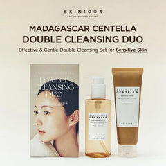 SKIN1004 Centella Double Cleansing Duo, Cleansing Oil 6.76 fl.oz & Ampoule Foam Cleanser 4.23 fl.oz, Korean Gentle Face Cleanser Gift Set, Makeup Remover with Madagascar Centella, Korean Skincare