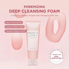 SKIN1004 Poremizing Deep Cleansing Foam, 4.23 fl.oz, 125ml, Makeup Remover, Korean Face Cleanser with Himalayan Pink Salt & Madagascar Centella Asiatica for Facial Pore Cleansing, Korean Skin Care